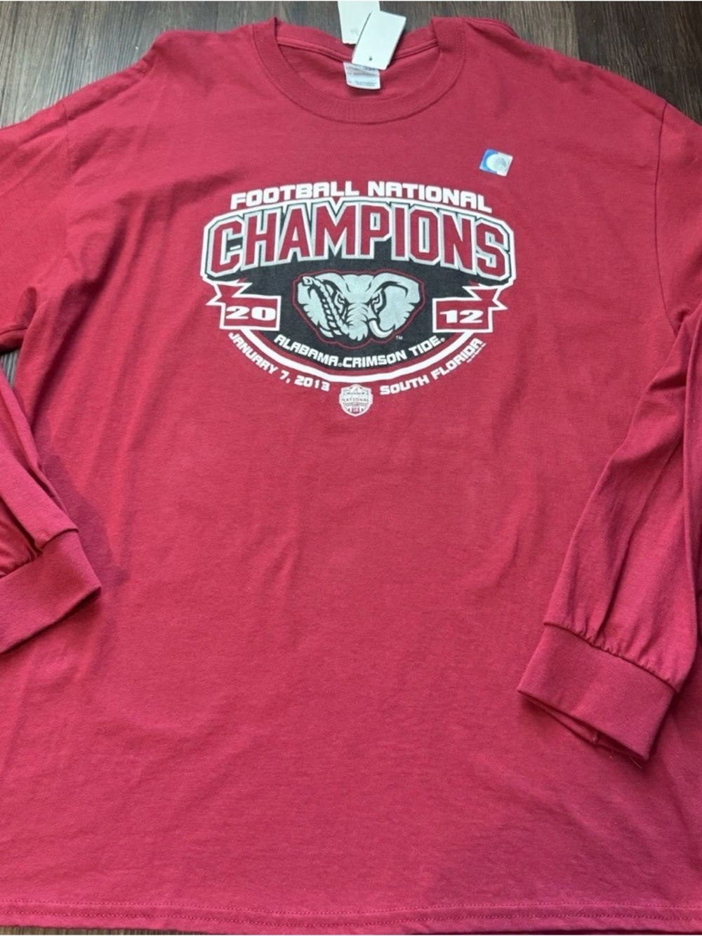 Univ of Alabama XL Football Tee 2012 Championship Long Sleeve Crimson Tide SEC